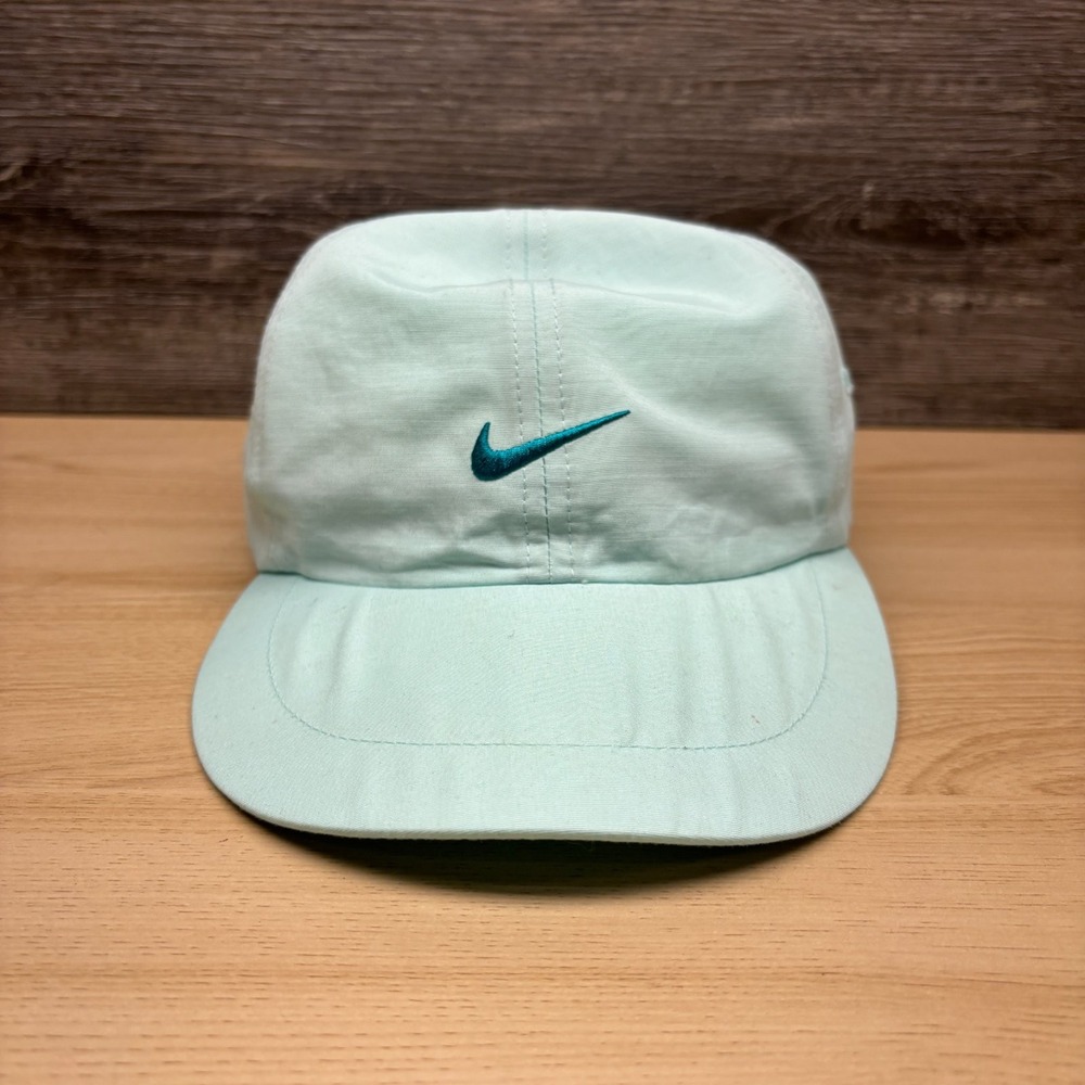 Vintage Nike Hat Cap Strap Back Green Mint Seafoam Embroidered Swoosh Running